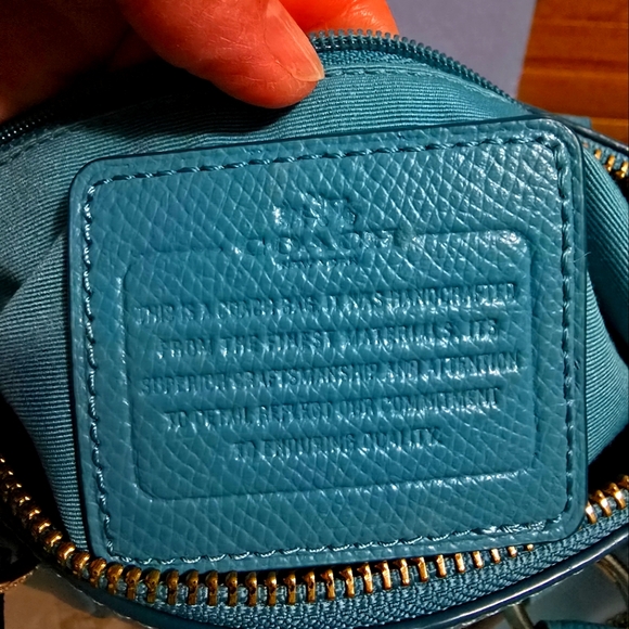 Coach Bennett Teal Pebbled Leather Crossbody Satchel - Picture 9 of 11